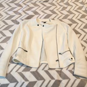 White H&M moto jacket